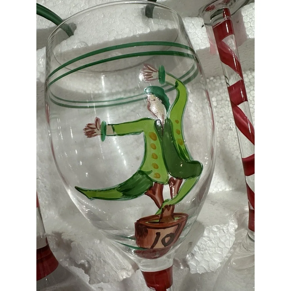 Festive Collection Twelve Days of Christmas Wine Glass Set 11 of 12 Vintage
